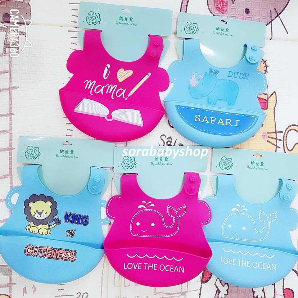 Yếm ăn dặm nhựa Silicon Siêu Cute