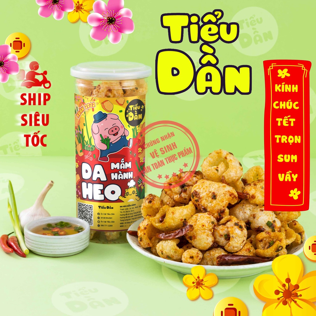 [Mã GROSALE giảm 10% đơn 150K] Da heo mắm hành hũ lớn 140g Tiểu Dần đồ ăn vặt vừa ngon vừa rẻ