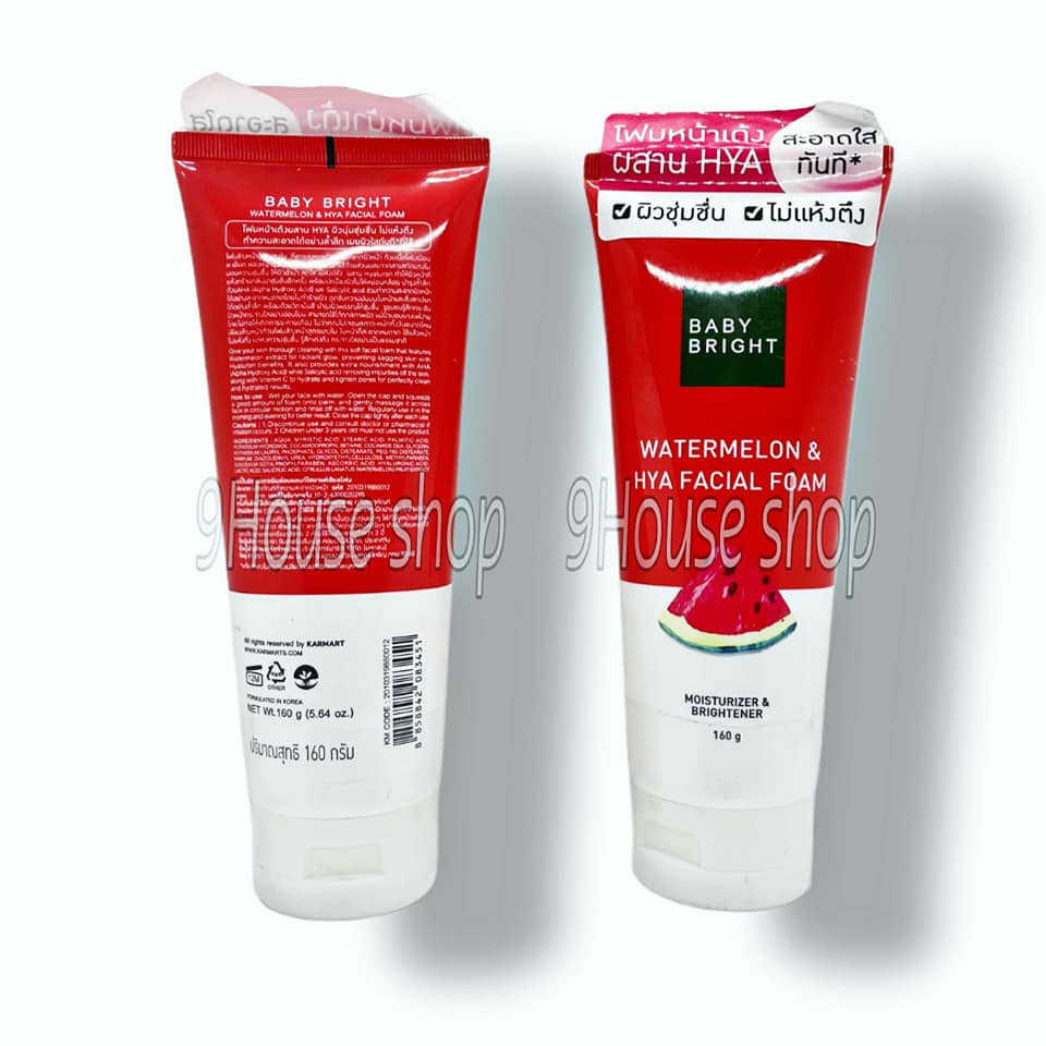 01 Tuýp Sữa Rửa Mặt Sáng Da Dưỡng Ẩm Hương Dưa Hấu Watermelon & Hya Facial Foam Baby Bright Thái Lan 160gram