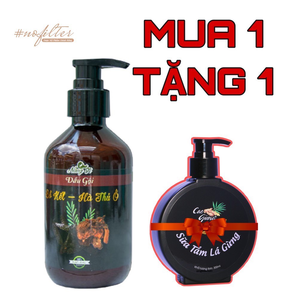 MUA 1 TẶNG 1- mua Dầu Gội Bồ Kết - Hà Thủ Ô Nàng Ơi Thiên Nhiên Việt tặng Sữa Tắm Lá Gừng