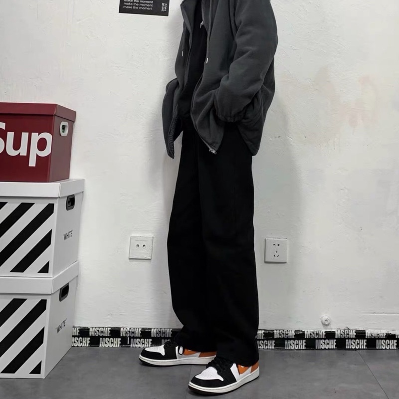 QUẦN BAGGY NAM ỐNG XUÔNG RỘNG TRẮNG & ĐEN UNISEX PHONG CÁCH HÀN QUỐC