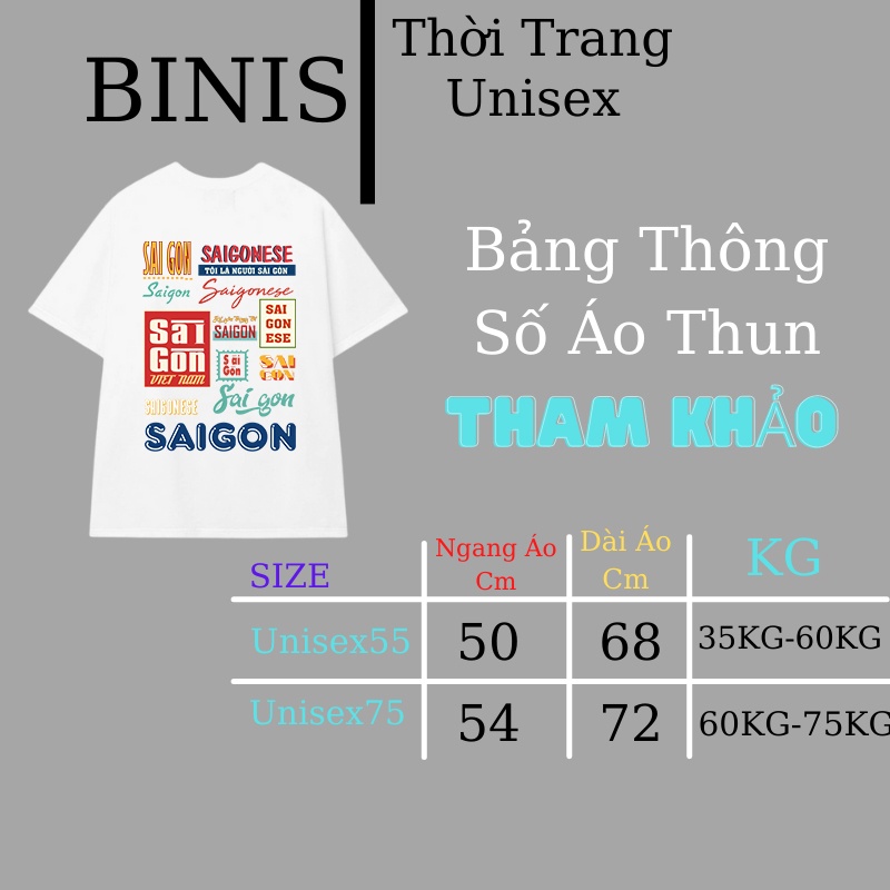 Áo Thun Tay Lỡ Sài Gòn Unisex Form Rộng Nam Nữ Chất Vải Cotton Áo Phông Tay Lỡ Cổ Tròn Phong Cách Ulzzang BINIS