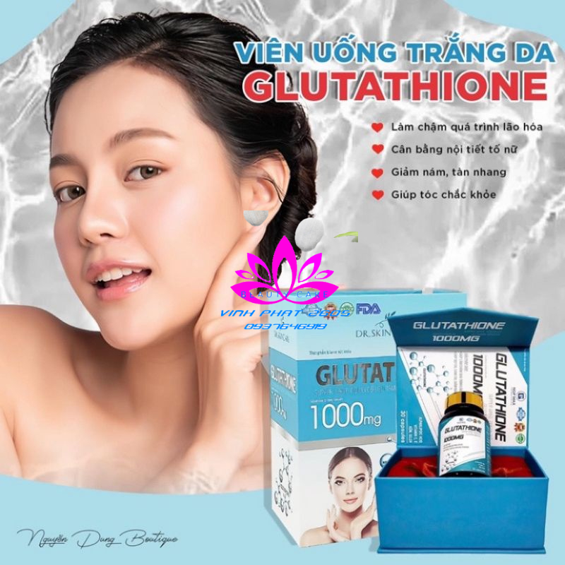 (Chính Hãng Glu2000 Mẫu Mới)Viên uống trắng da ,mờ nám glutathione 2000mg