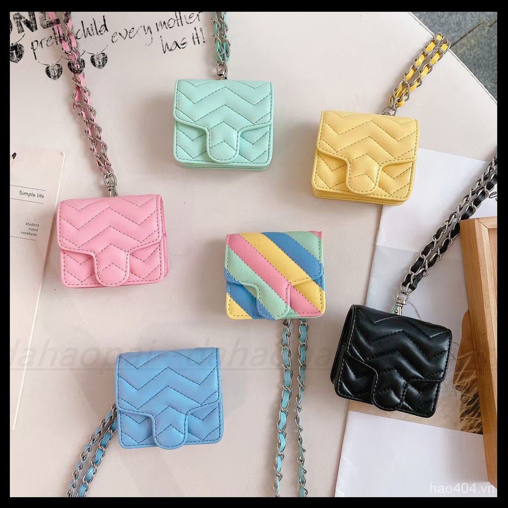 Vỏ da đựng bảo vệ cho hộp sạc tai nghe Airpods Pro 2huawei Xiaomi màu macaron với dây đeo sành điệu