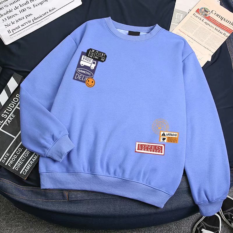 Áo len cổ tròn tay dài dáng rộng phong cách thời trang Hồng Kông cho nam và nữ M-8Xl