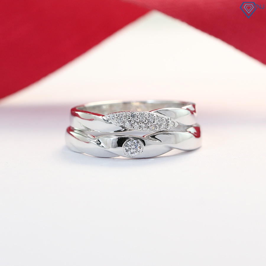 Nhẫn cặp bạc nam nữ đính đá khắc tên theo yêu cầu ND0381 Trang Sức TNJ