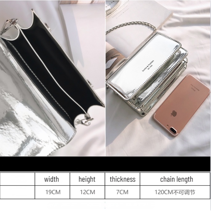 Túi Đeo Chéo Mini Màu Bạc / Đen Lấp Lánh Thời Trang Cho Nữ