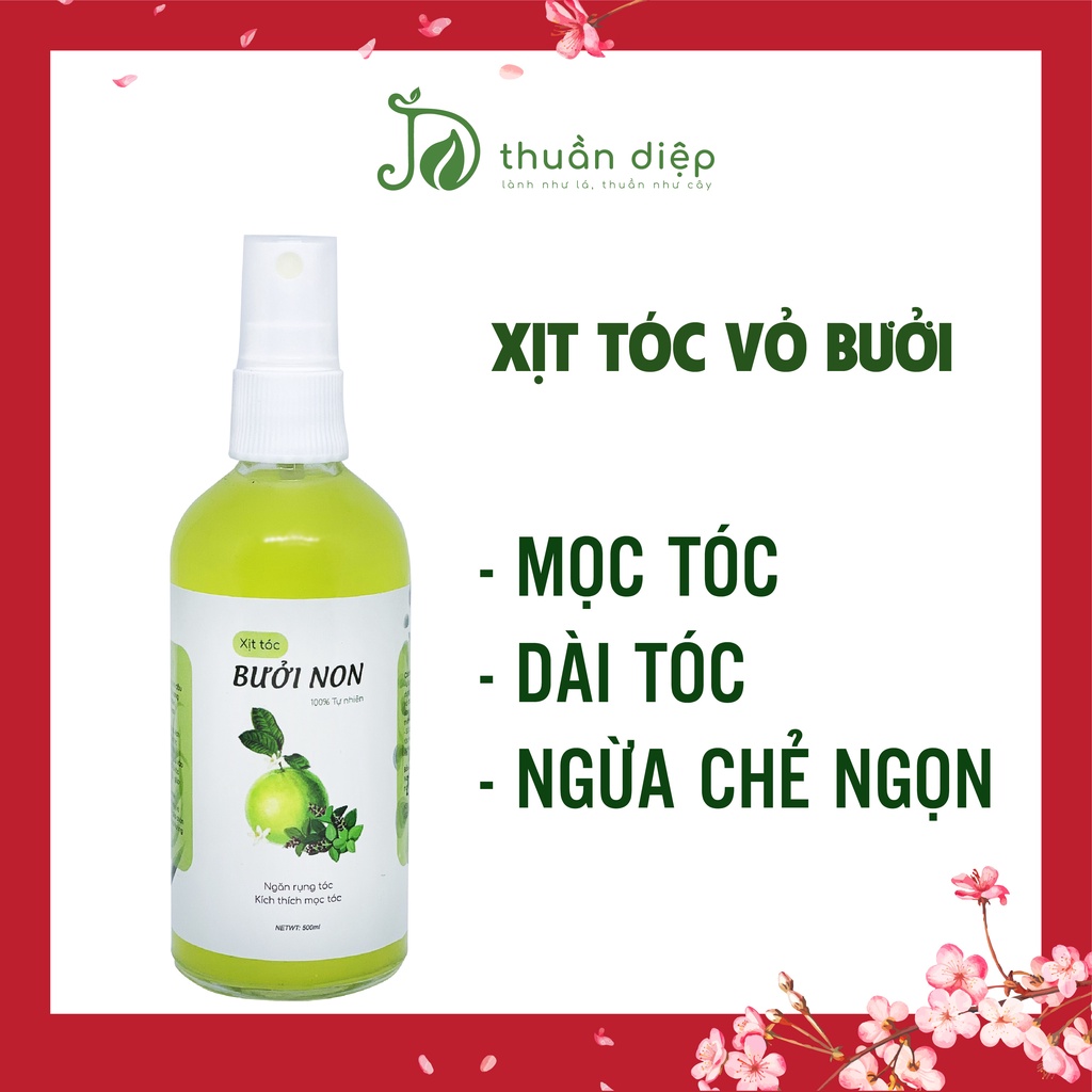 Xịt tóc bưởi xịt tóc thảo dược hỗ trợ kích thích mọc tóc nhanh, giảm rụng tóc, dưỡng tóc dày và dài handmade Thuần Diệp