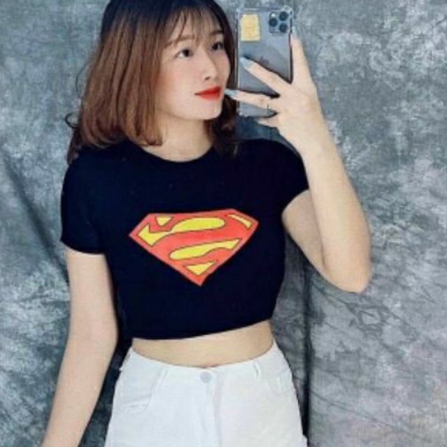 [Mã FASHIONT4WA2 giảm 10K đơn 50K] Áo croptop Superman siêu tôn dáng cực sang chảnh (HÌNH THẬT 100%)