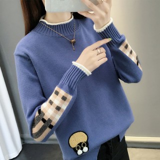 áo len nữ []mới mặc thời trang nửa cổ cao chạm đáy áo sơ mi nước ngoài mùa thu và áo len mùa đông