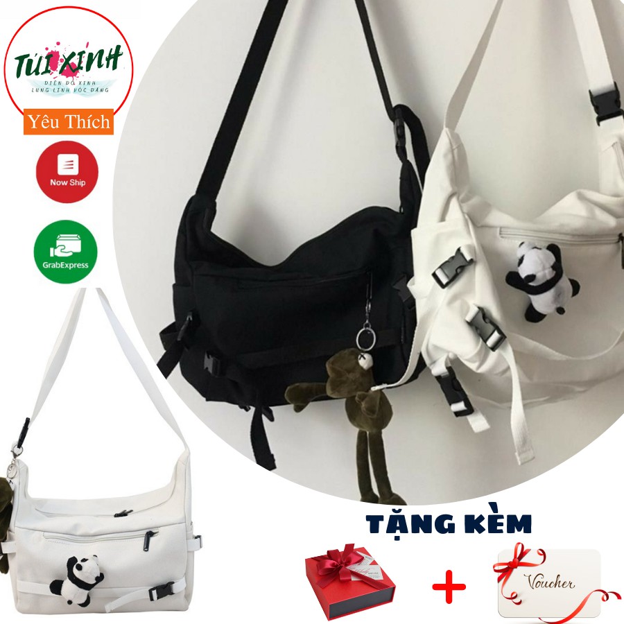 💕Túi Vải Đeo Chéo Canvas Unisex Trơn Thời Trang Hàn Quốc Đi Học , Đi Chơi💕