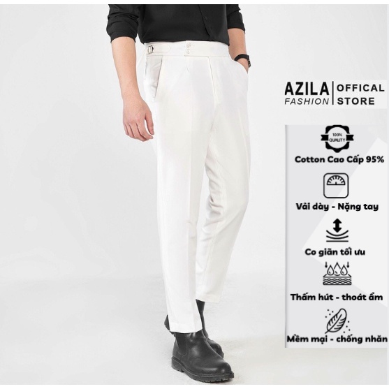 Quần âu cạp cao nam Sidetab QA18 chất liệu co giãn cao cấp thương hiệu AZILA