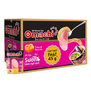 Thùng 24 ly mì Omachi Cốc Có Cây Thịt 45gr Thật (24 ly x 113gr)