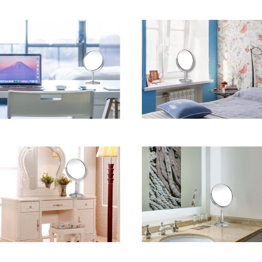 Gương trang điểm bằng đồng cỡ lớn 38cm - Gương để bàn 2 mặt xoay 360 độ zoom x2. | BigBuy360 - bigbuy360.vn