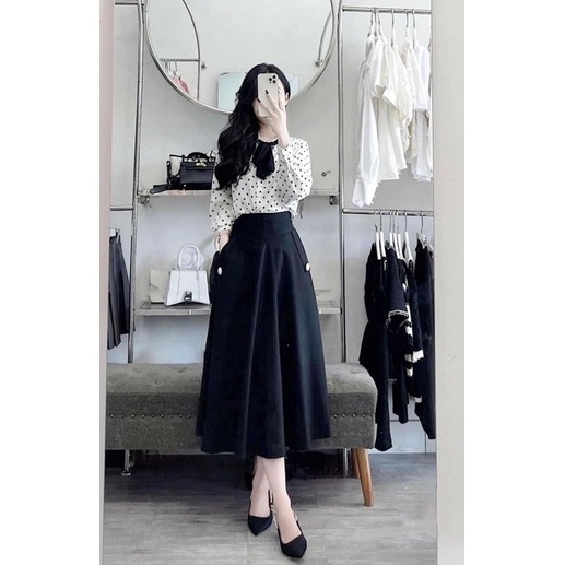 Chân Váy Công Sở Xoè Dáng dài ⚡️SALE 50%⚡️Bản Cạp to, Ôm eo , khoá sau. NHIỀU MÀU