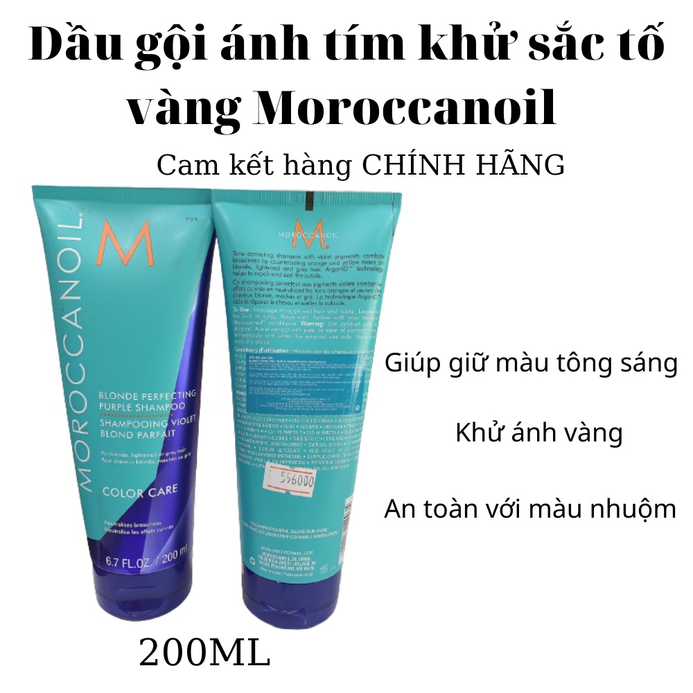 Dầu gội ánh tím khử sắc tố vàng Moroccanoil Blonde Perfecting Purple Shampoo 200ml