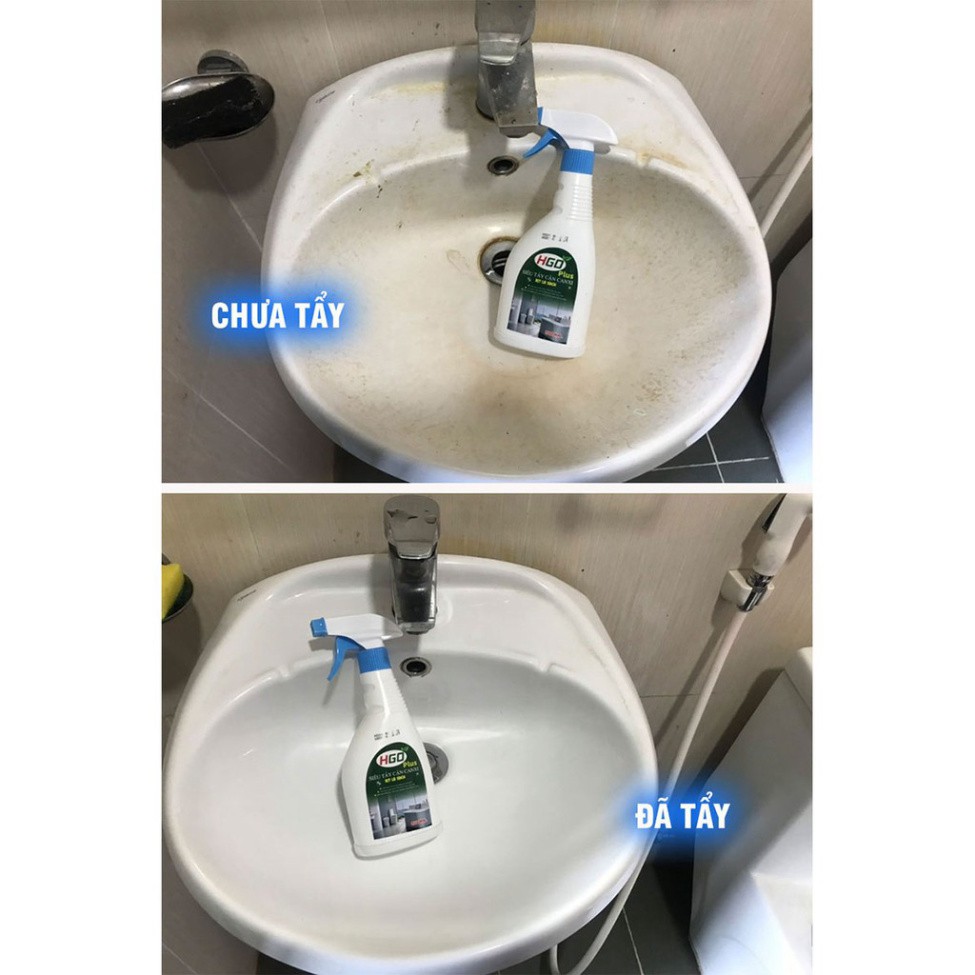 Siêu tẩy cặn canxi HGO Plus tẩy vách kính, vòi inox, bồn cầu, lavabo trong nhà tắm, Chai 500ml ( Hàng mới về LN2202 )