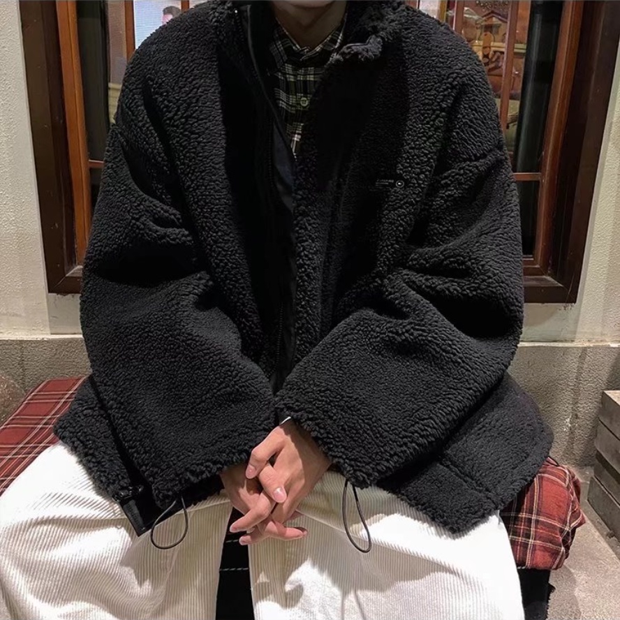 Áo Khoác Da Pu Thiết Kế Đơn Giản Phong Cách Hàn Quốc Trẻ Trung áo khoác lông cừu nam dây kéo from rộng unisex áo khoác mùa đông