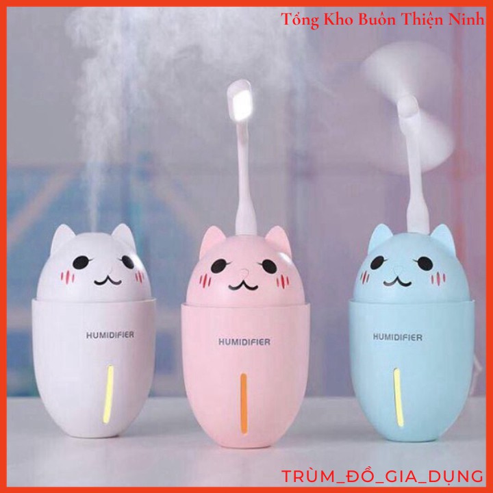 Quạt phun sương tạo ẩm bằng hơi nước 3 trong 1 kiêm đèn Led sạc USB tiện lợi