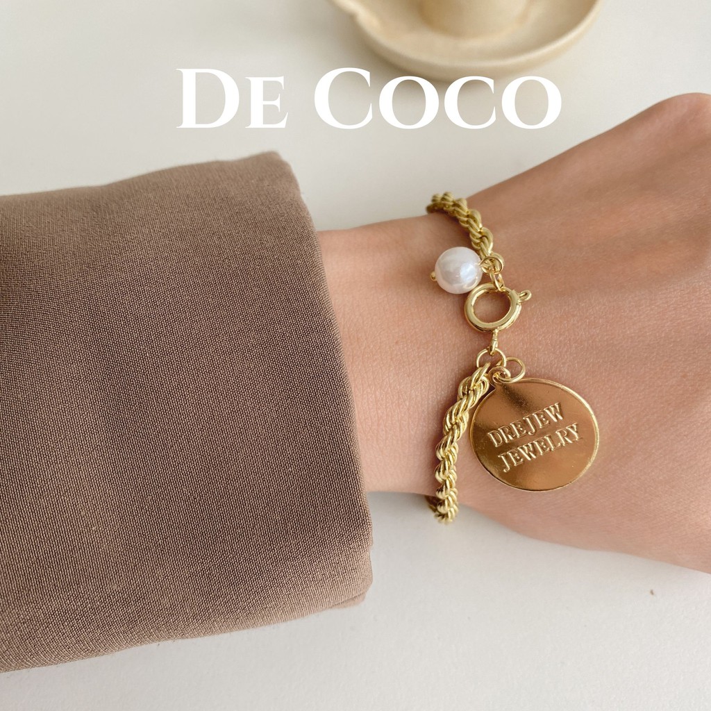 [Mã FARSSTGRE giảm 5K đơn bất kỳ] Vòng tay lắc tay dây xoắn mặt đồng xu Elena De Coco decoco.accessories