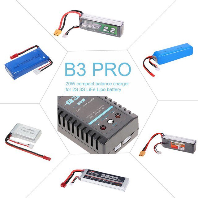 Sạc pin Lipo li-ion 2s, 3s 7.4V 11.1V Imax B3 20W dòng 1.6A tốc độ nhanh gấp đôi B3 cũ, dùng cho flycam xe ô tô RC