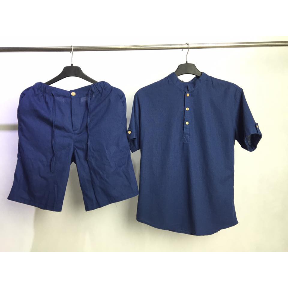 Bộ Đũi Nam Bộ Quần Áo Đũi Cộc Vải Đũi Cotton Mộc Mạc Thoáng Mát BCN1