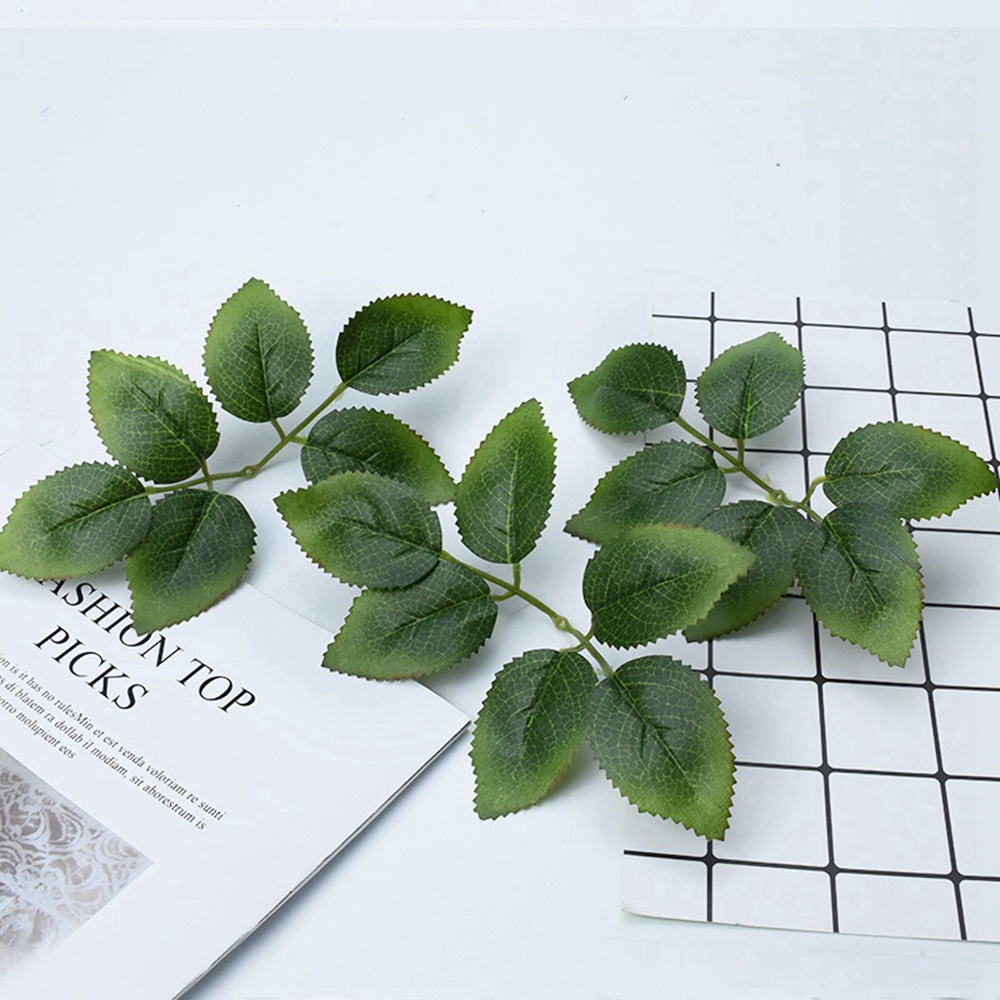 YIYU Set 10/50 lá hoa hồng giả bằng lụa dùng trang trí nhà cửa