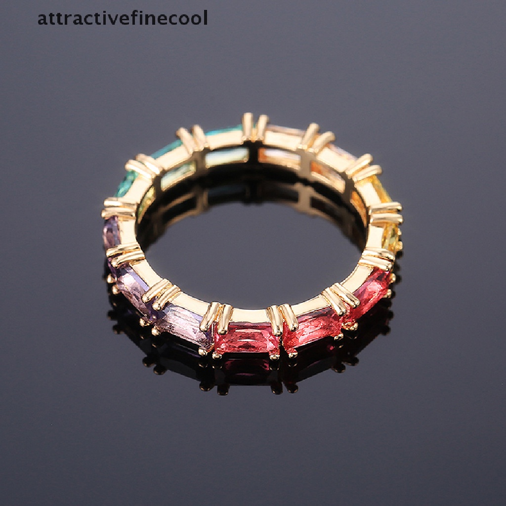 Acvn Nhẫn Đính Đá Zircon Khối Nhiều Màu Sắc Quà Tặng Kỷ Niệm Thời Trang Cho