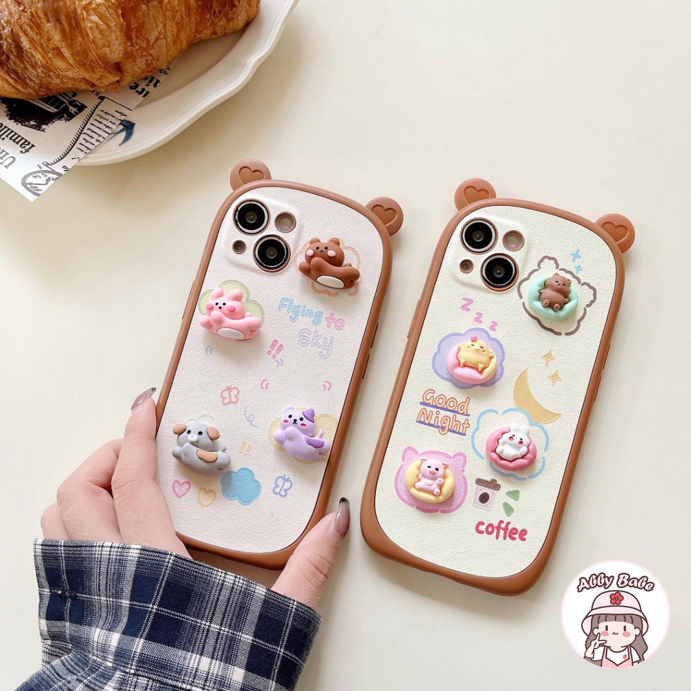 Ốp Điện Thoại TPU Mềm Chống Sốc Hình Tai Gấu / Thỏ 3D Cho Iphone 14 Pro Max 11 7Plus 13 12 11 Pro Max X XS 12 13