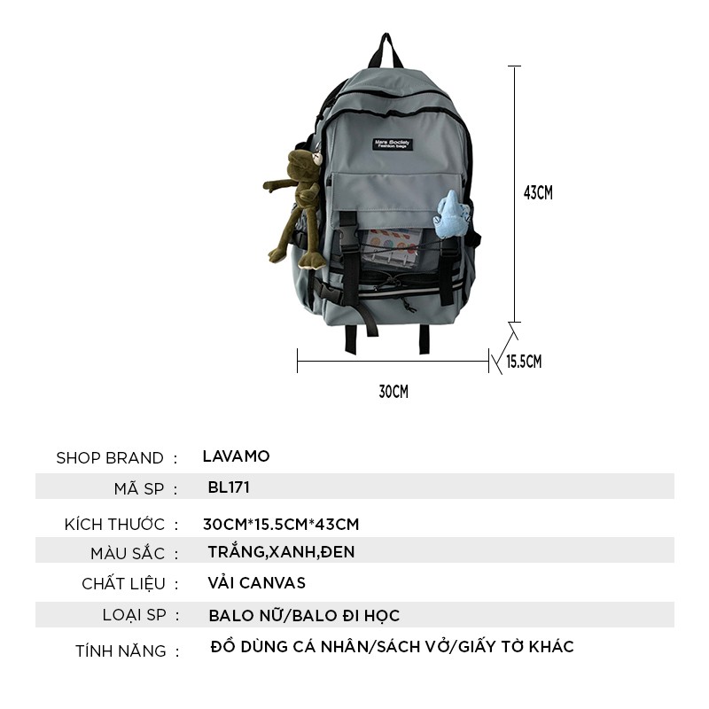 Balo nữ đi học giá rẻ thời trang cá tính cao cấp cute dễ thương BL171 ( không móc treo )