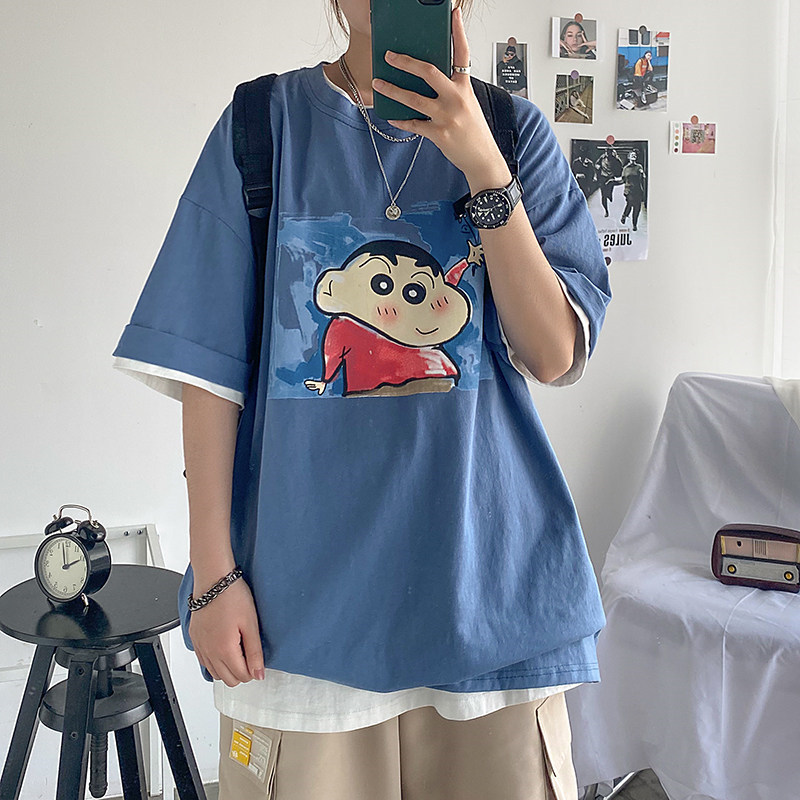 Áo thun ngắn tay họa tiết hoạt hình trẻ trung cho nam