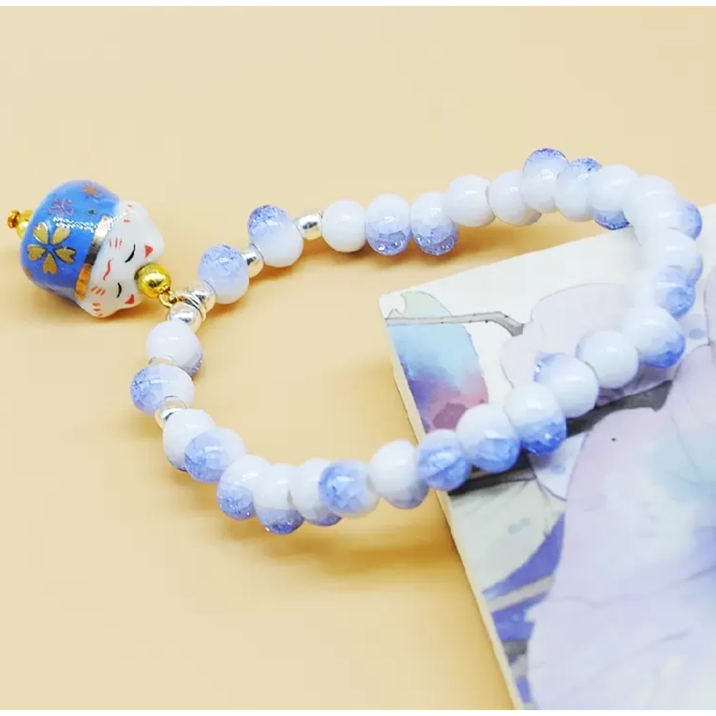 Vòng tay nữ dễ thương mèo thần tài may mắn Maneki neko vòng sứ - The Sóc's Jewelry
