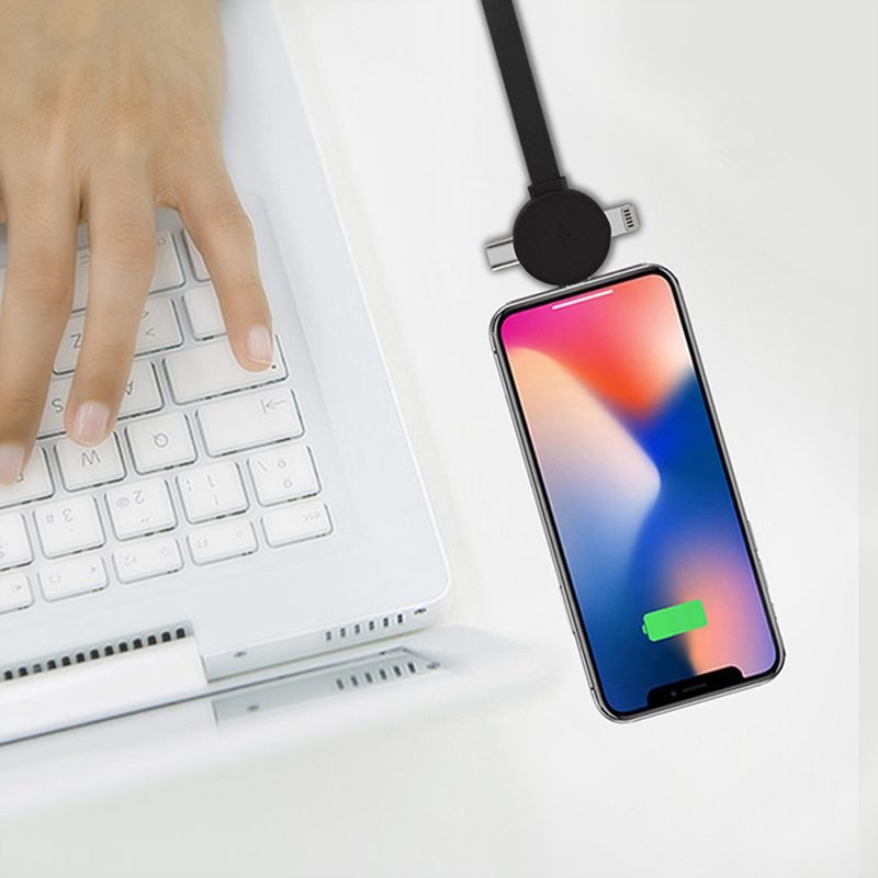 IPHONE Dây Cáp Sạc Dữ Liệu Micro Usb Type-C 3 Trong 1 Có Thể Thu Gọn Tiện Dụng 0319 | BigBuy360 - bigbuy360.vn