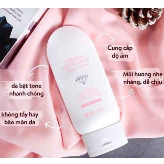 Kem ủ kích trắng da toàn thân 💞𝑭𝒓𝒆𝒆𝒔𝒉𝒊𝒑💖 mỹ phẩm hàn quốc chính hãng 3W CLINIC CRYSTAL WHITE MILKY BODY LOTION