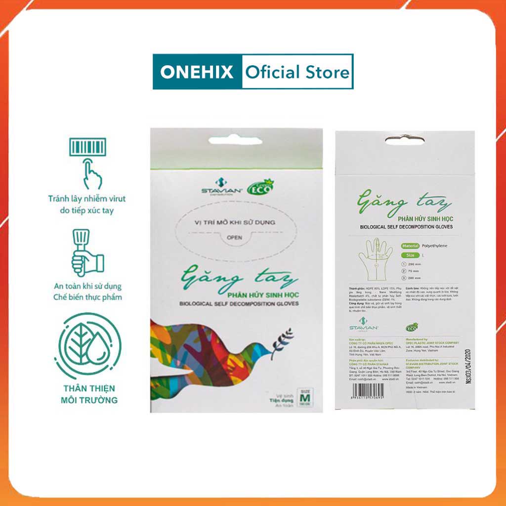Găng tay sinh học tự hủy dùng 1 lần Green Eco ( 100 cái)