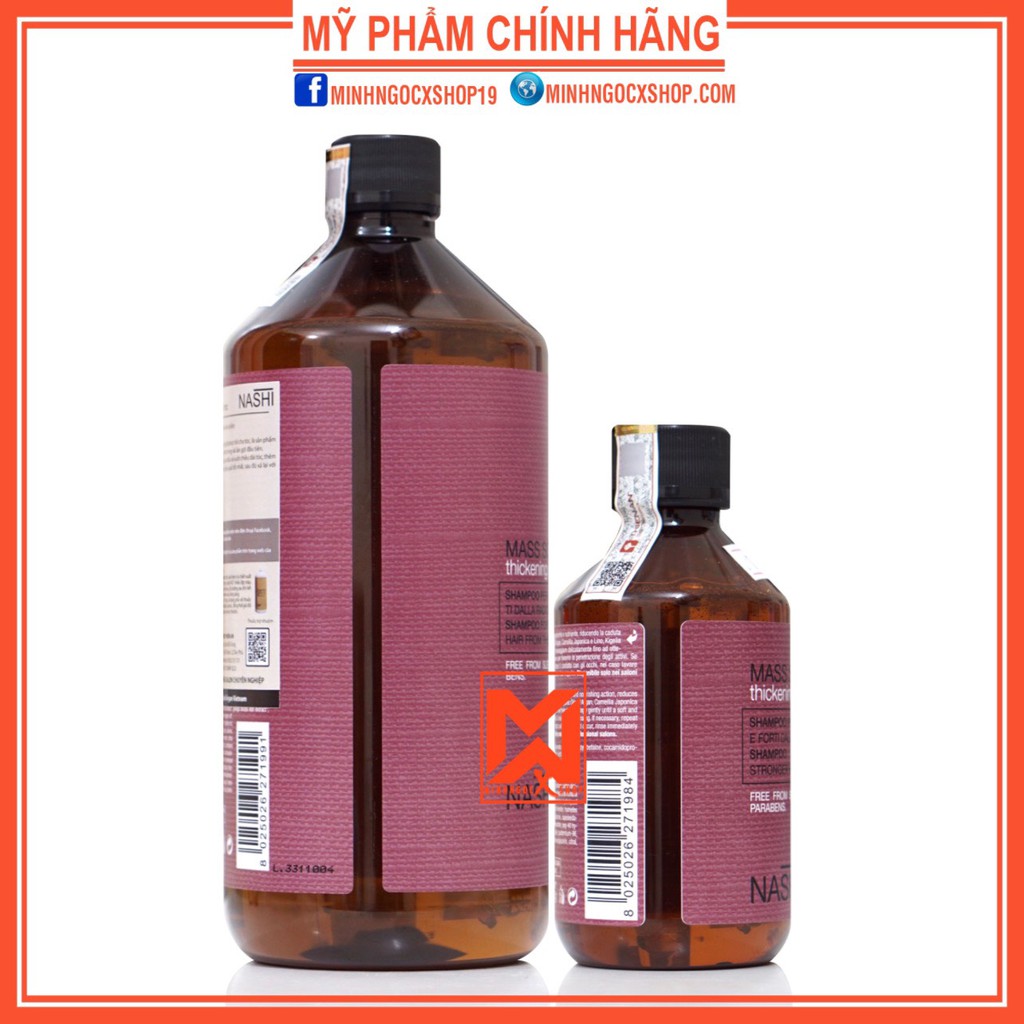 Dầu gội dành cho tóc mỏng,rụng,hư tổn NASHI ARGAN MASS SOLUTION 250-1000ml chính hãng