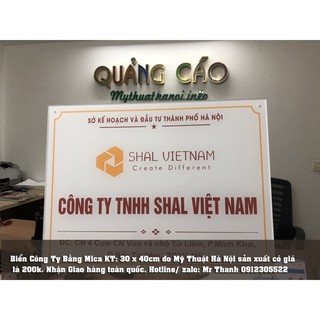 Biển Công ty bằng mica KT 25 x 35cm Vàng Bạc Sáng Bóng Mythuathanoi.info