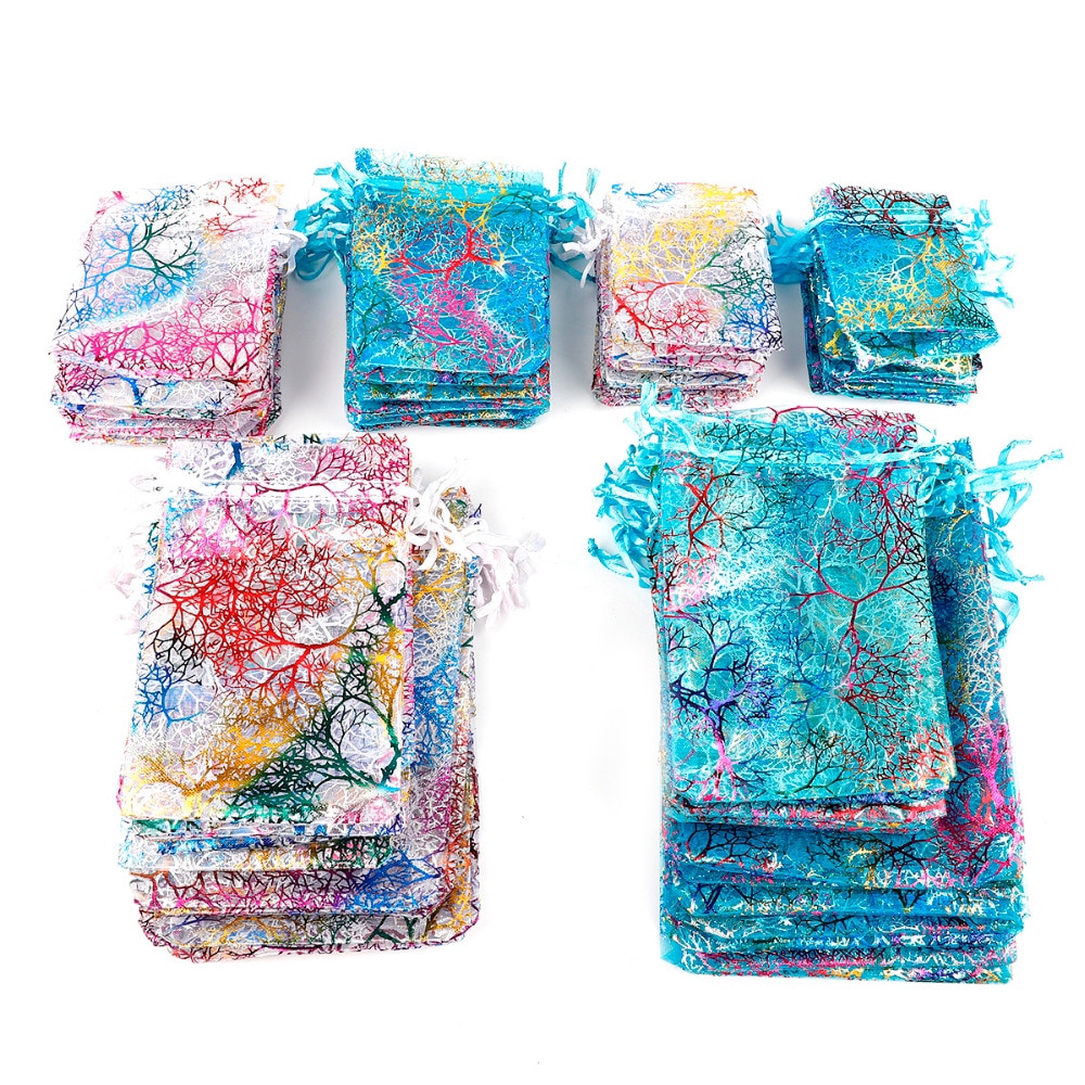 Bộ 10 cái túi đựng trang sức dây rút 7x9cm 9x12cm 10x15cm 13x18cm nhiều màu dùng làm quà cưới