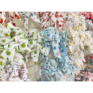 Cột tóc scrunchies nơ họa tiết hoạt hình trái cây