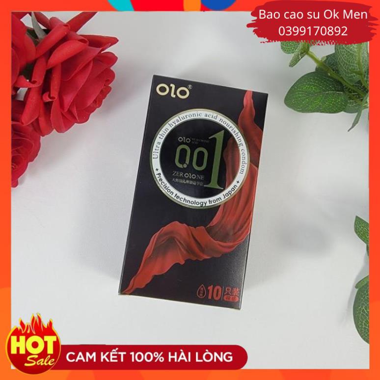 Bao Cao Su OLO 001 Nourishing đen, BCS Siêu Mỏng, Nhiều Gel Bôi Trơn, Hương Vani Hộp 10BCS