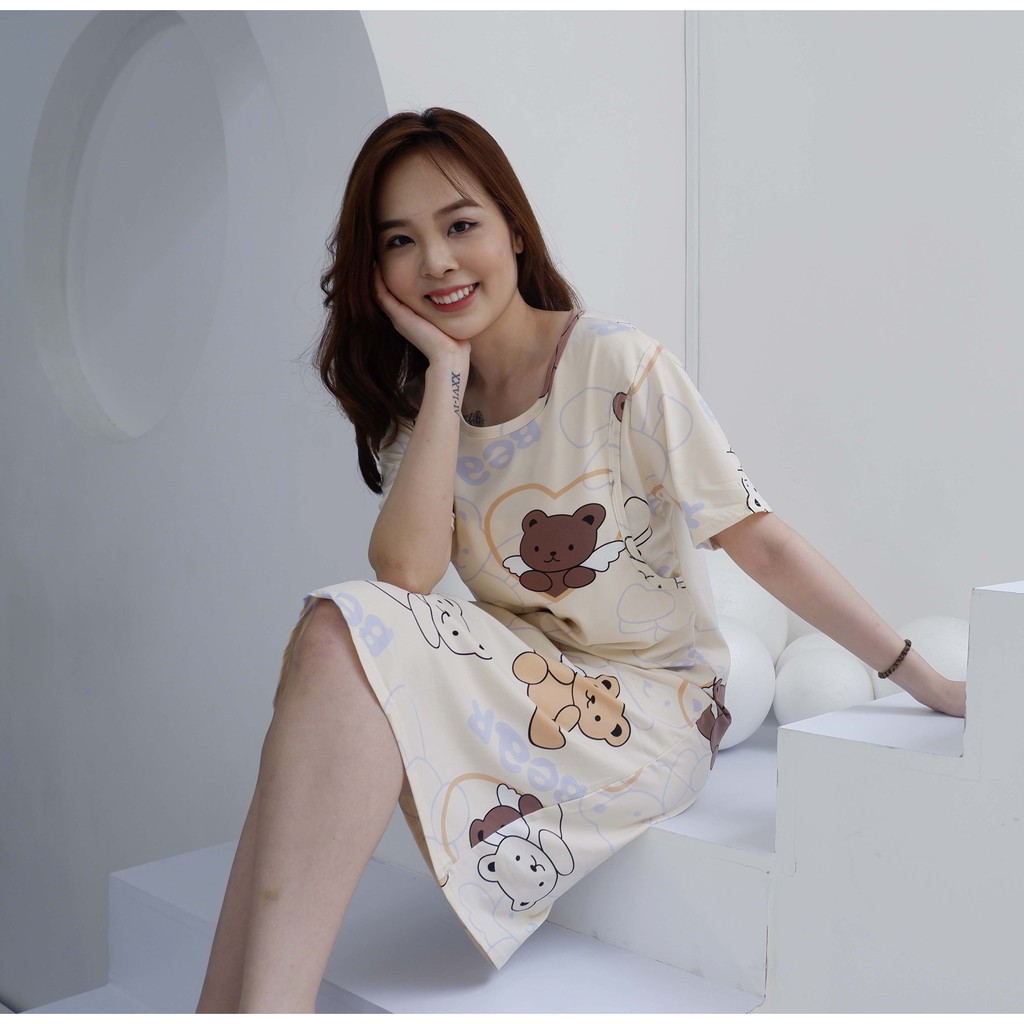 Váy bầu/đầm bầu cho con bú mùa hè chất cotton mát mẻ hình thật 100%