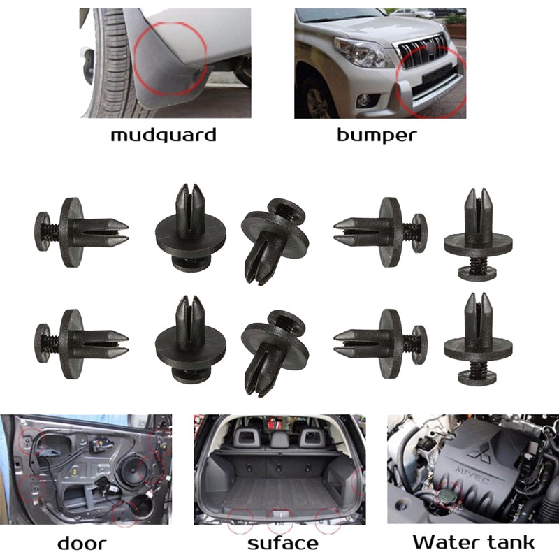Bộ 20 Kẹp Đinh Tán Nhựa Đẩy Chặt Tấm Chắn Bùn Cho Xe Hơi Toyota
