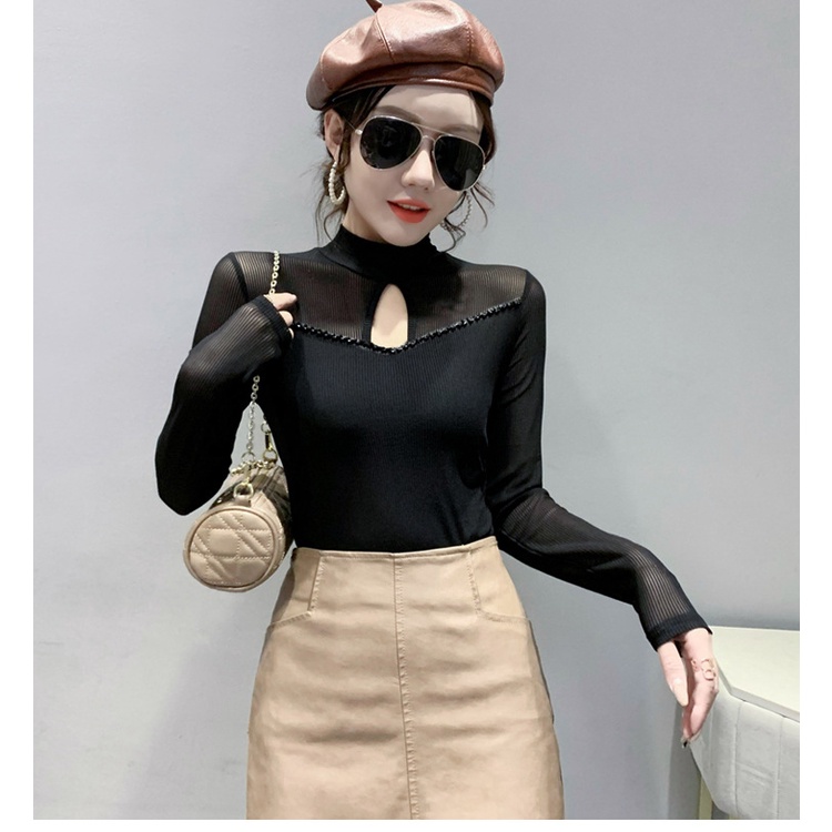 Đính hạt thiết kế mới thời trang mùa thu dành cho Áo thun dài tay nữ