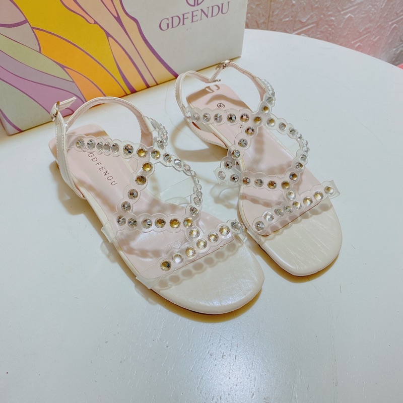 Sandal nữ gót thấp đính đá sang chảnh đẹp hịn mịn xịn xò Ms:9959