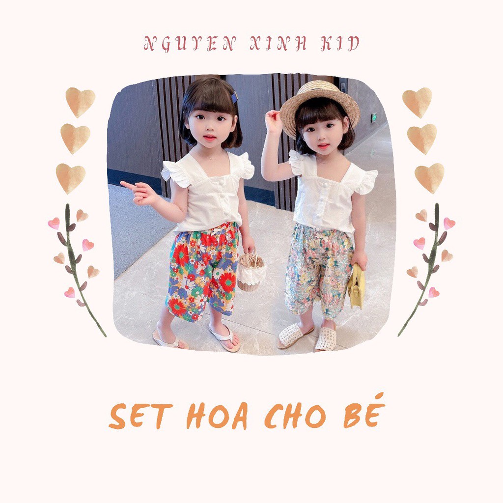 Bộ đồ cánh tiên quần hoa 2 màu đi chơi mặc nhà đáng yêu dễ thương cho bé gái - Nguyen Xinh Kid