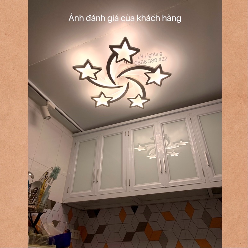 Đèn Trần Trang Trí Phòng Khách Hình Ngôi sao 5 Cánh - Bóng Đèn Led Siêu Sáng - Khung Thép Sơn Tĩnh Điện - Mã 8410/5