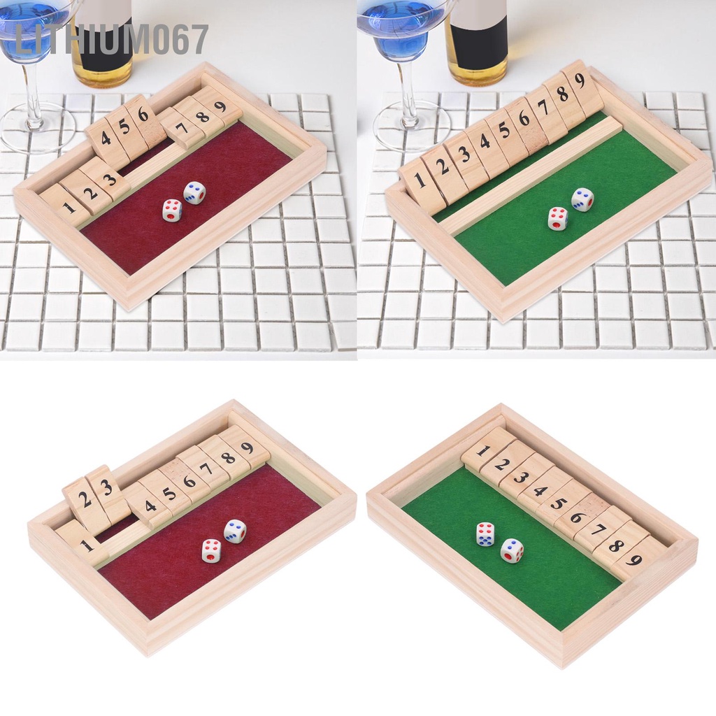 Lithium067 Trò chơi bảng xúc xắc bằng gỗ Tiệc di động 9 số Lật gạch trò Đồ cho quán bar KTV Tụ tập bạn bè