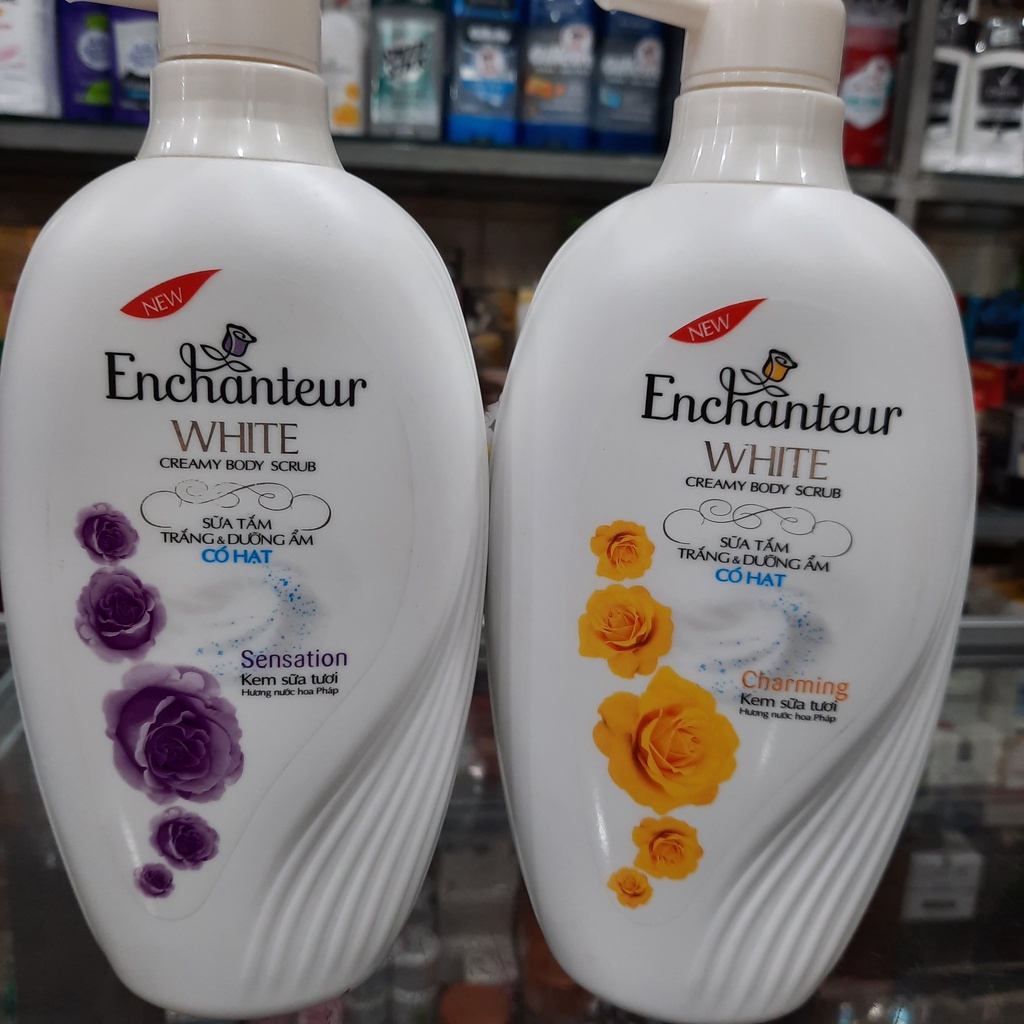 Enchanteur - Sữa tắm trắng và dưỡng ẩm có hạt 650g
