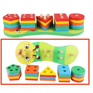 Bộ xếp hình đồ chơi gỗ hình con sâu