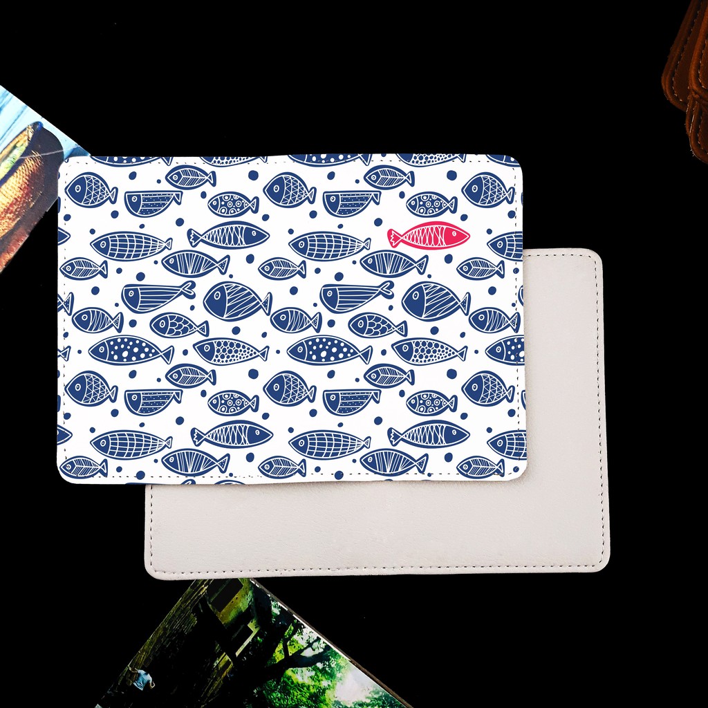 Bao Da Hộ Chiếu Và Phụ Kiện CÁ Nghệ Thuật - Ví Đựng Passport Cover Du Lịch FISH - Thiết Kế Tiện Lợi - Độc Lạ - LT013